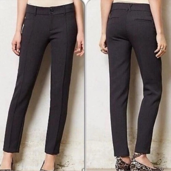 CARTONNIER Anthropologie 8 Gray Wool Ankle Career Wear Center Crease Trousers - Picture 1 of 13